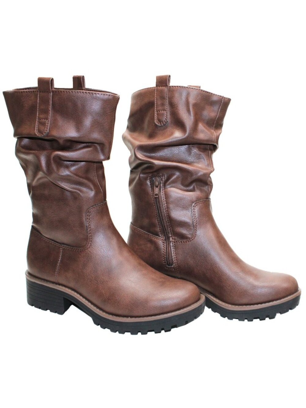 Sun + Stone Women's Nelliee Lug Sole Slouch Boots Brown Size 7.5M NIB